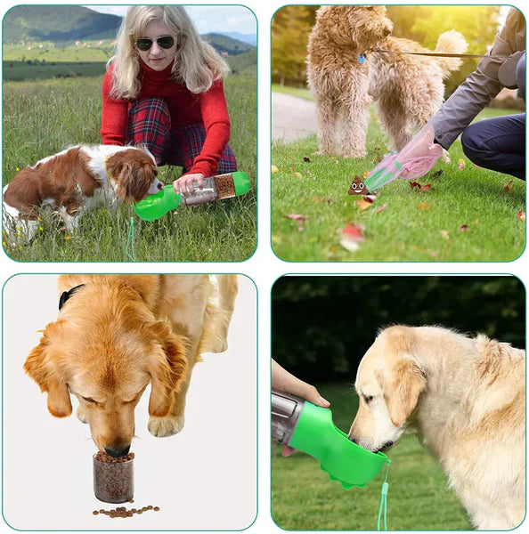 🐾 Botella Portátil 4 en 1 Multifuncional para Mascotas