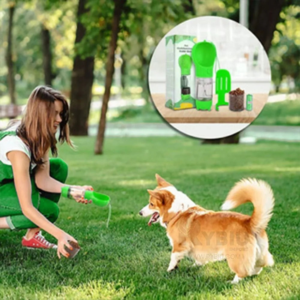🐾 Botella Portátil 4 en 1 Multifuncional para Mascotas